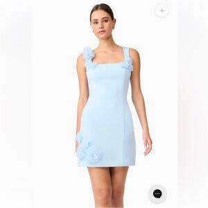 elliatt trompe blue 3d floral embellished mini dress size medium NEW